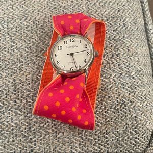 Pink and red ribbon watch